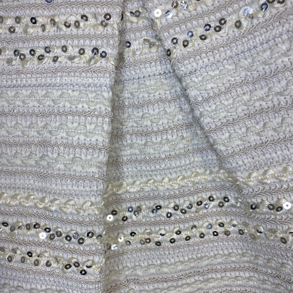 Ginger G Pleated Cream Sequin Tweed Mini Skirt Party Size Large - Picture 4 of 8